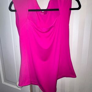 Express Square Neck Bodysuit in Hot Pink